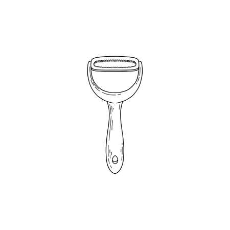 Vegetable peeler or slicer kitchen supply, sketch vector illustration isolated.のイラスト素材