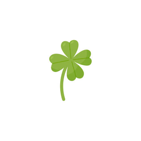 Four leaf lucky clover for St. Patrick's day, flat vector illustration isolated.のイラスト素材