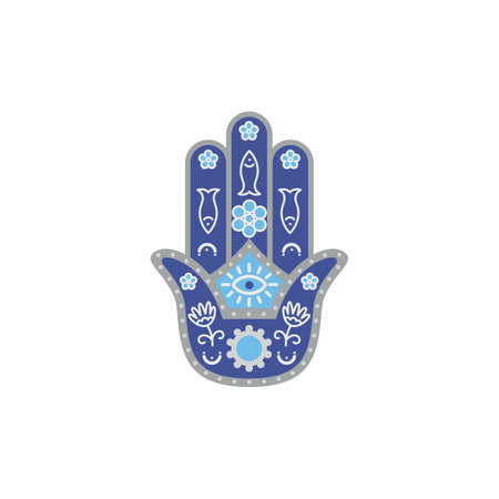 Fatima hand luck charm or protection talisman flat vector illustration isolated.のイラスト素材
