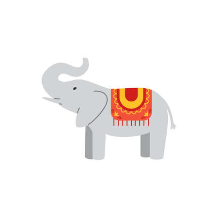 Elephant indian and asian good luck talisman, flat vector illustration isolated.のイラスト素材