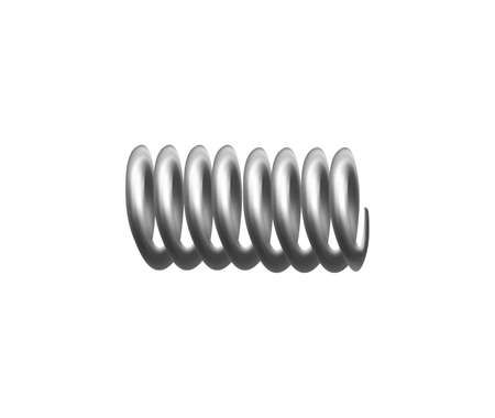 Helical compression spring, realistic 3D model. Machine detail, compressed coil spring made of steel or iron.のイラスト素材