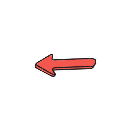 Pointing arrow navigation sign or mark, hand drawn vector illustration isolated.のイラスト素材