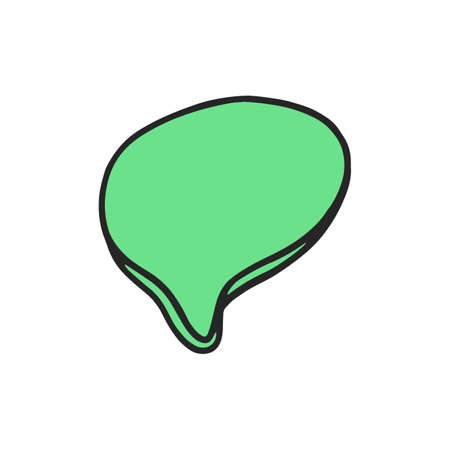 Green bubble speech ballon from comics, doodle vector icon. Cartoon style empty speech or comment cloud shaped label.のイラスト素材