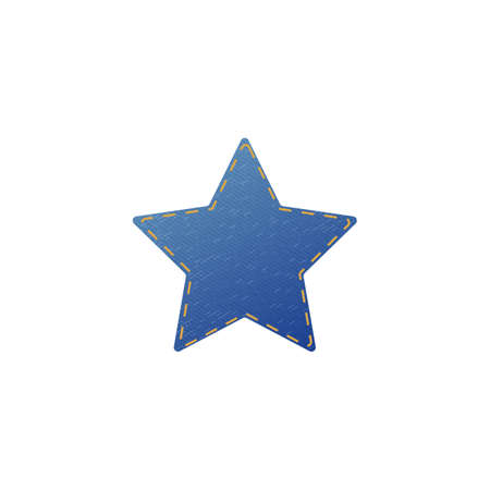 Star denim piece with stitches realistic vector illustration isolated.のイラスト素材