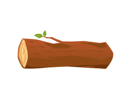 Tree trunk or log with branches, cartoon flat vector illustration isolated.のイラスト素材