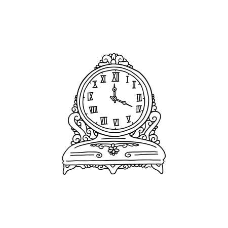Vintage mantel clock hand drawn icon doodle vector illustration isolated.のイラスト素材