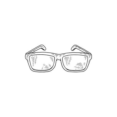 Men glasses or fashion sunglasses, engraving vector illustration isolated.のイラスト素材