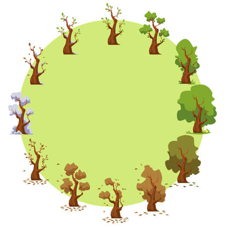 Nature and plant season cycle banner, flat vector illustration isolated.のイラスト素材