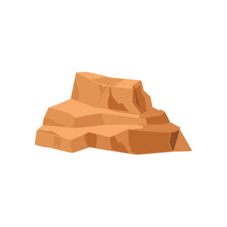 Rock formation in sandy desert - flat vector illustration isolated on white background.のイラスト素材