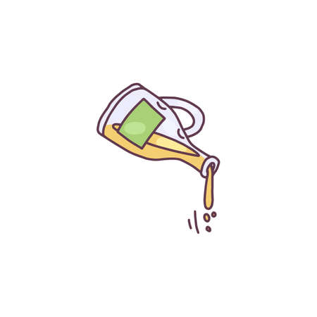 Hand drawn olive or sunflower seed oil in doodle style, vector illustration isolated on white background.のイラスト素材