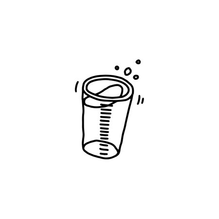 Plastic measuring cup to measure ingredients doodle vector illustration isolated.のイラスト素材
