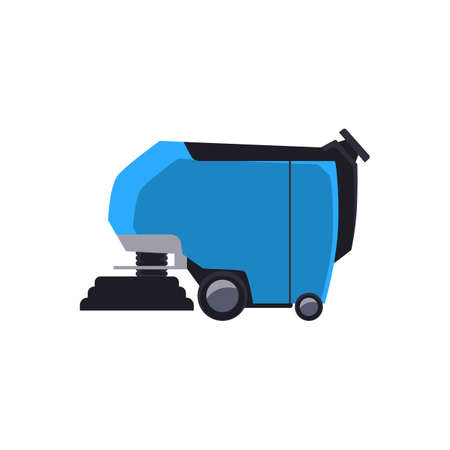 Floor cleaning machine or vacuum cleaner, flat vector illustration isolated.のイラスト素材