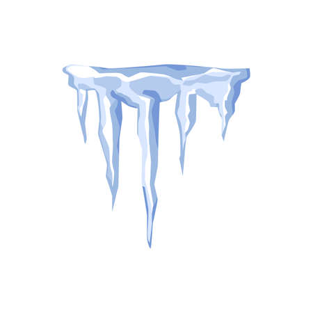Realistic icicles hanging down, cartoon vector illustration isolated on white background.のイラスト素材