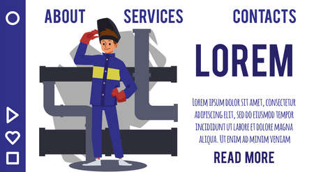 Welding and repair work on metal website banner layout flat vector illustration.のイラスト素材