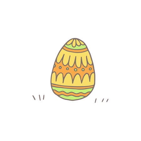 Easter egg decorated with pattern hand drawn doodle vector illustration isolated.のイラスト素材