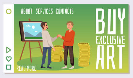 Horizontal website banner template about buying NFT art flat styleのイラスト素材