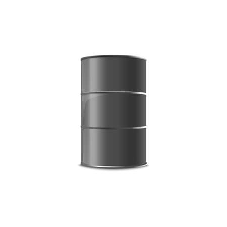 Black metal barrel or container template realistic vector illustration isolated.のイラスト素材