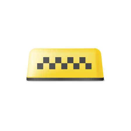 Yellow realistic taxi roof sign front view, vector illustrationのイラスト素材
