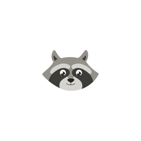 Raccoon muzzle, animal head in flat vector illustration isolated on whiteのイラスト素材