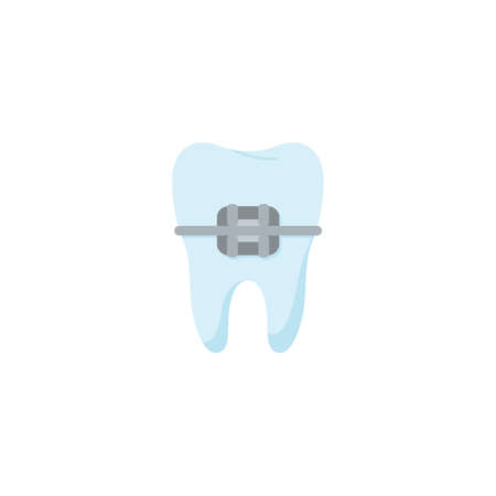 Tooth with metal brace flat style, vector illustrationのイラスト素材