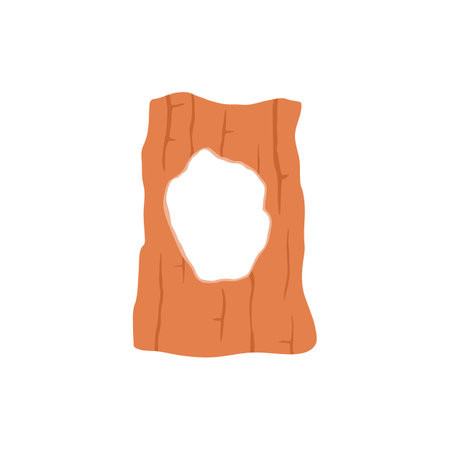 Hollow in tree trunk, cartoon vector illustration isolated on white background.のイラスト素材