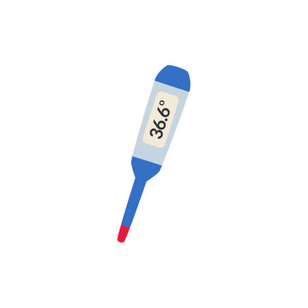 Electronic medical thermometer instrument flat vector illustration isolated.