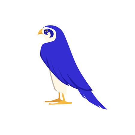 Ancient Egypt sacred bird falcon, flat cartoon vector illustration isolated.のイラスト素材