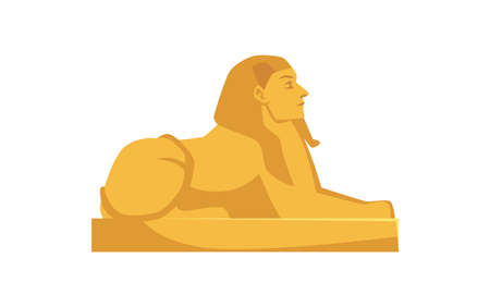Egyptian Sphinx ancient Egypt landmark statue flat vector illustration isolated.のイラスト素材