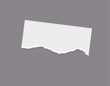Dotted ragged piece of notebook page angled, shadow, flat styleのイラスト素材