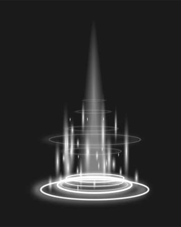Magic holographic portal template 3d realistic vector illustration isolated.のイラスト素材