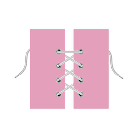 Laces inserted in eyelets on shoes or corset, 3D vector illustration isolated.のイラスト素材