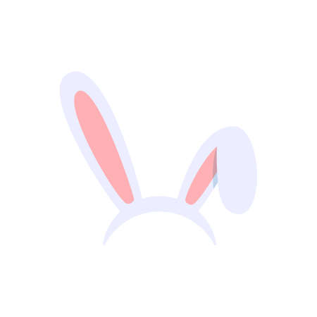 Easter bunny mask or rabbit ears on headband, flat vector illustration isolated.のイラスト素材