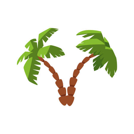 Palm trees emblem of summer vacation, flat vector illustration isolated.のイラスト素材