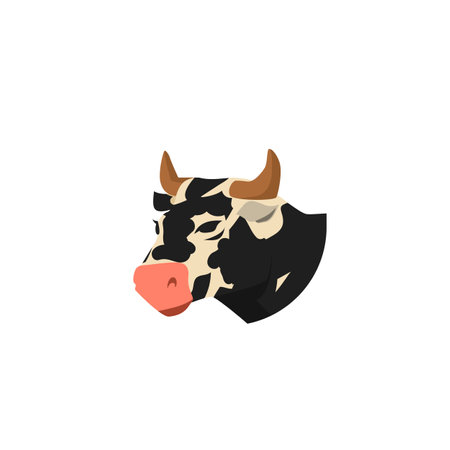 Cow head for dairy and livestock products flat vector illustration isolated.のイラスト素材