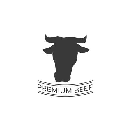 Premium beef label with black cow head, vector illustration isolated.のイラスト素材