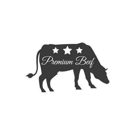 Premium beef silhouette emblem with cow vector illustration isolated.のイラスト素材