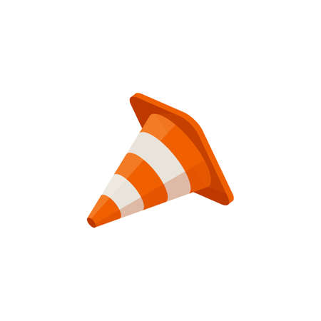 Construction site or traffic warning cone flat vector illustration isolated.のイラスト素材