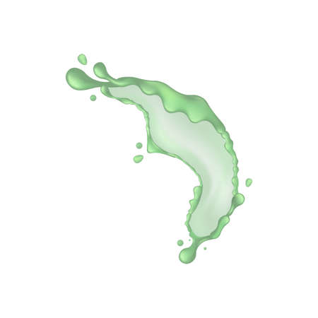 Vera plant green water splash, realistic vector illustration. Cucumber or mint juicy gel, isolated on white background.のイラスト素材