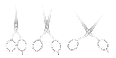 Silver tone metal hairdresser scissors template vector illustration isolated.のイラスト素材