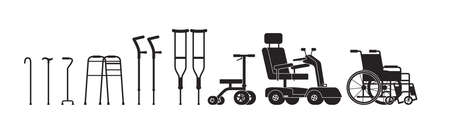 Set of orthopedic equipment for helping disabled people flat styleのイラスト素材