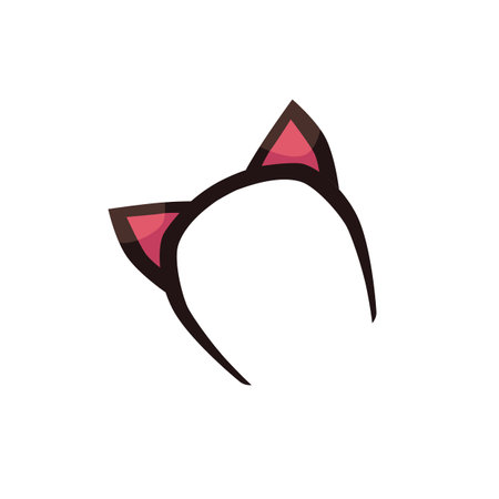 Cute headband with catâs ears, carnival costume element - flat vector illustration isolated on white background.のイラスト素材