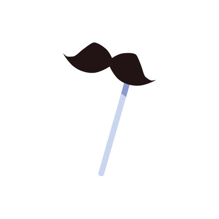 Black funny mustaches on stick carnival mask flat vector illustration isolated.のイラスト素材