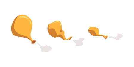 Set of deflating yellow balloons different volume and size flat styleのイラスト素材
