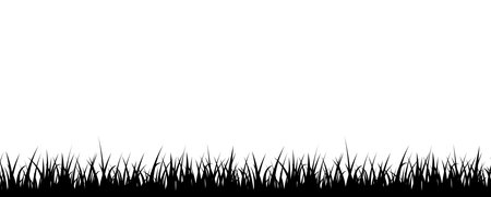 Black silhouette grass border flat style, vector illustrationのイラスト素材
