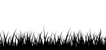 Black silhouette of grass border, seamless vector illustration on white background.のイラスト素材