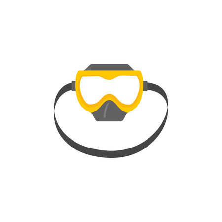 Scuba diving rubber mask, flat vector illustration isolated on white background.のイラスト素材