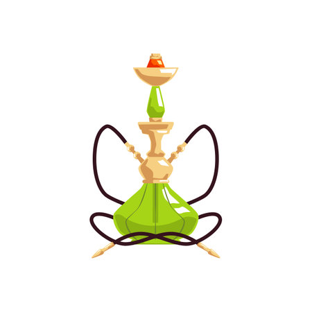Hookah or calabash smoking pipe of green glass, flat vector illustration isolated.のイラスト素材