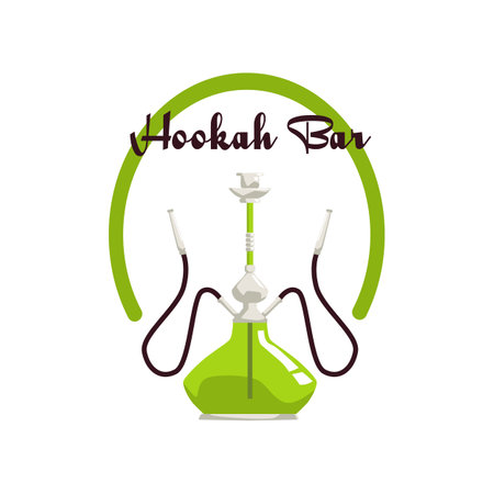 Shisha bar logo or icon, flat vector illustration isolated on white background.