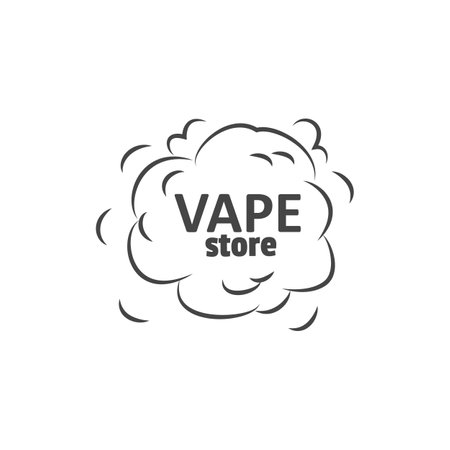 Vape store for vapors and e-cig sale banner or emblem, doodle vector isolated.のイラスト素材