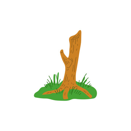 Tree large or broken trunk flat vector illustration isolated on background.のイラスト素材
